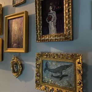 whale, original oil painting, framed.